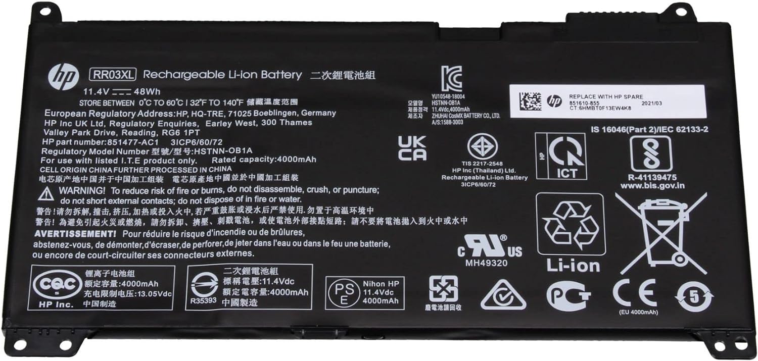 ASSY-BATT 3C 48WH 4.21AH LI RR03048XL-PR  